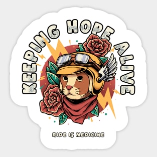 Cat Rider Keeping Hope Alive Sticker